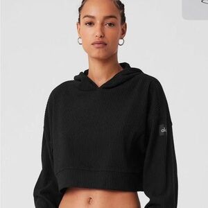 Alo Yoga Black Cropped Hoodie